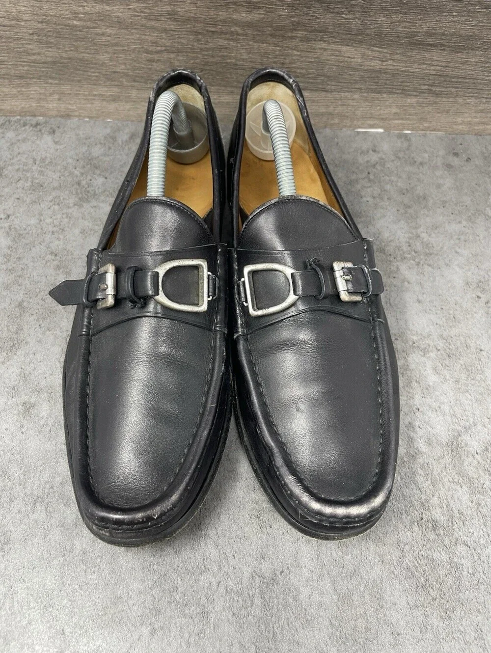 Ralph Lauren D Buckle Leather Loafers Mens Size 9 Black Slip On Casual Dress